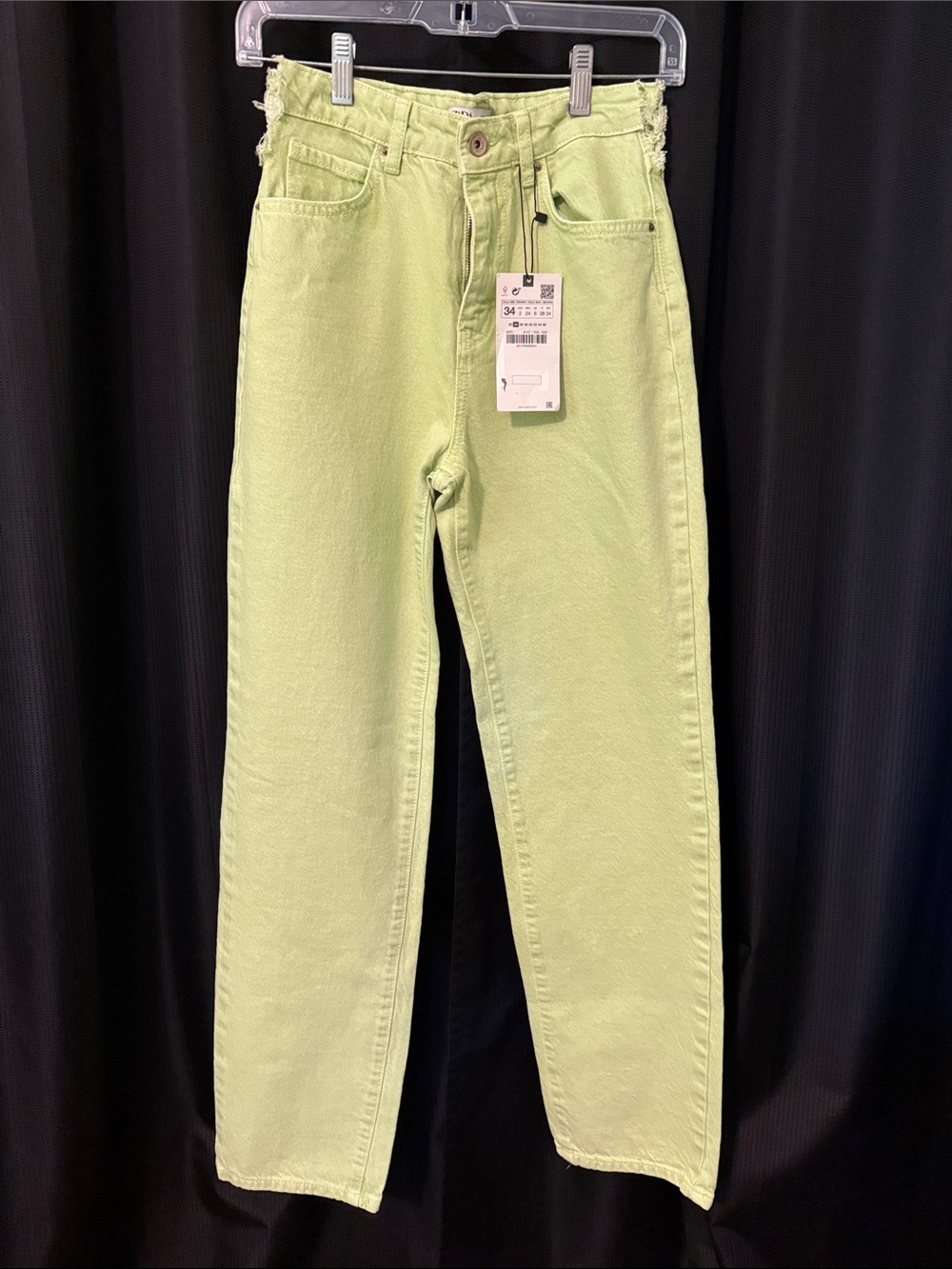 Zara Light Lime Green Denim Jeans